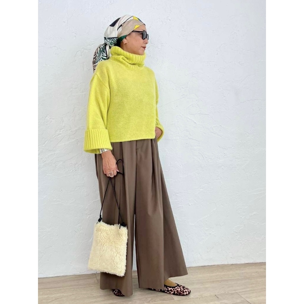 [Harriss �� Keiko Okamoto] Kid mohair blend wide turtleneck pullover_Lemon Yellow(12)