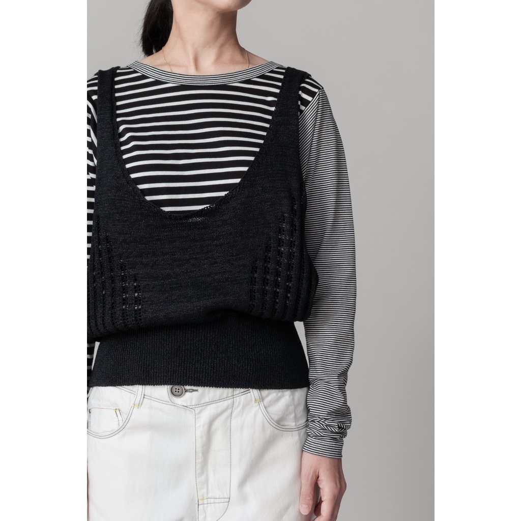 [RaPPELER] Paper Cotton Vest_Black(80)