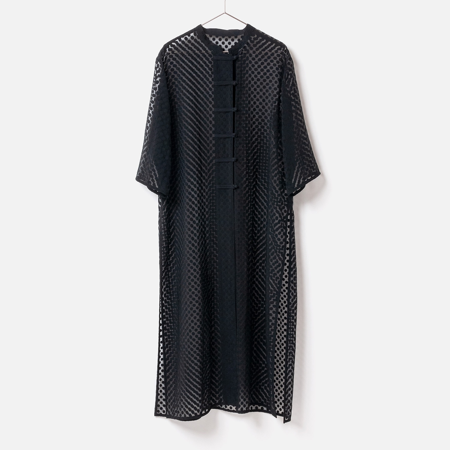 [HarrissKeiko Okamoto] Opal print long shirt dress_Black(80)