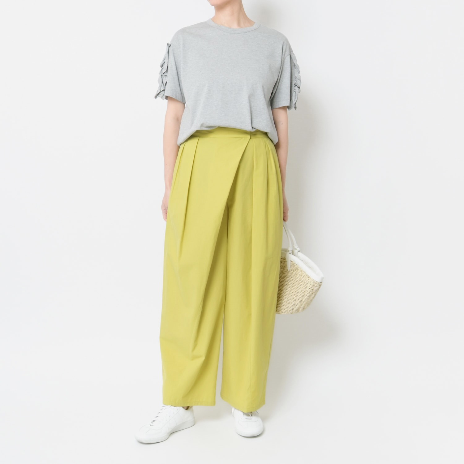 [Harriss] Wrap-style semi-wide pants