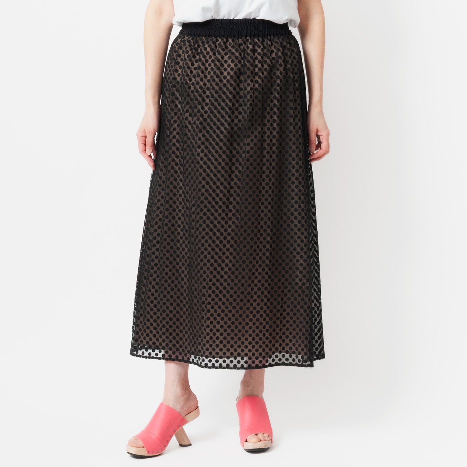 [Harriss �� Keiko Okamoto] Long skirt with opal print_Black(80)
