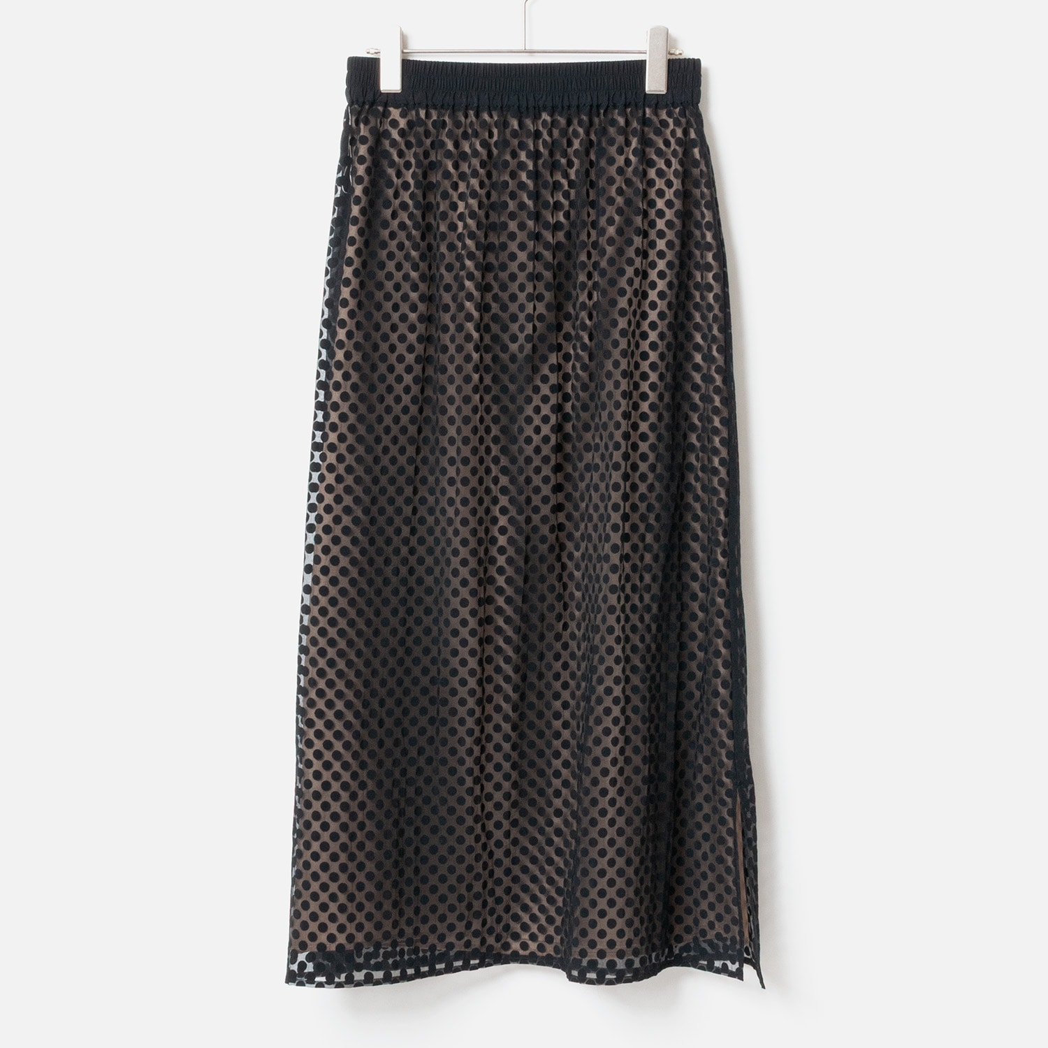 [Harriss �� Keiko Okamoto] Long skirt with opal print_Black(80)