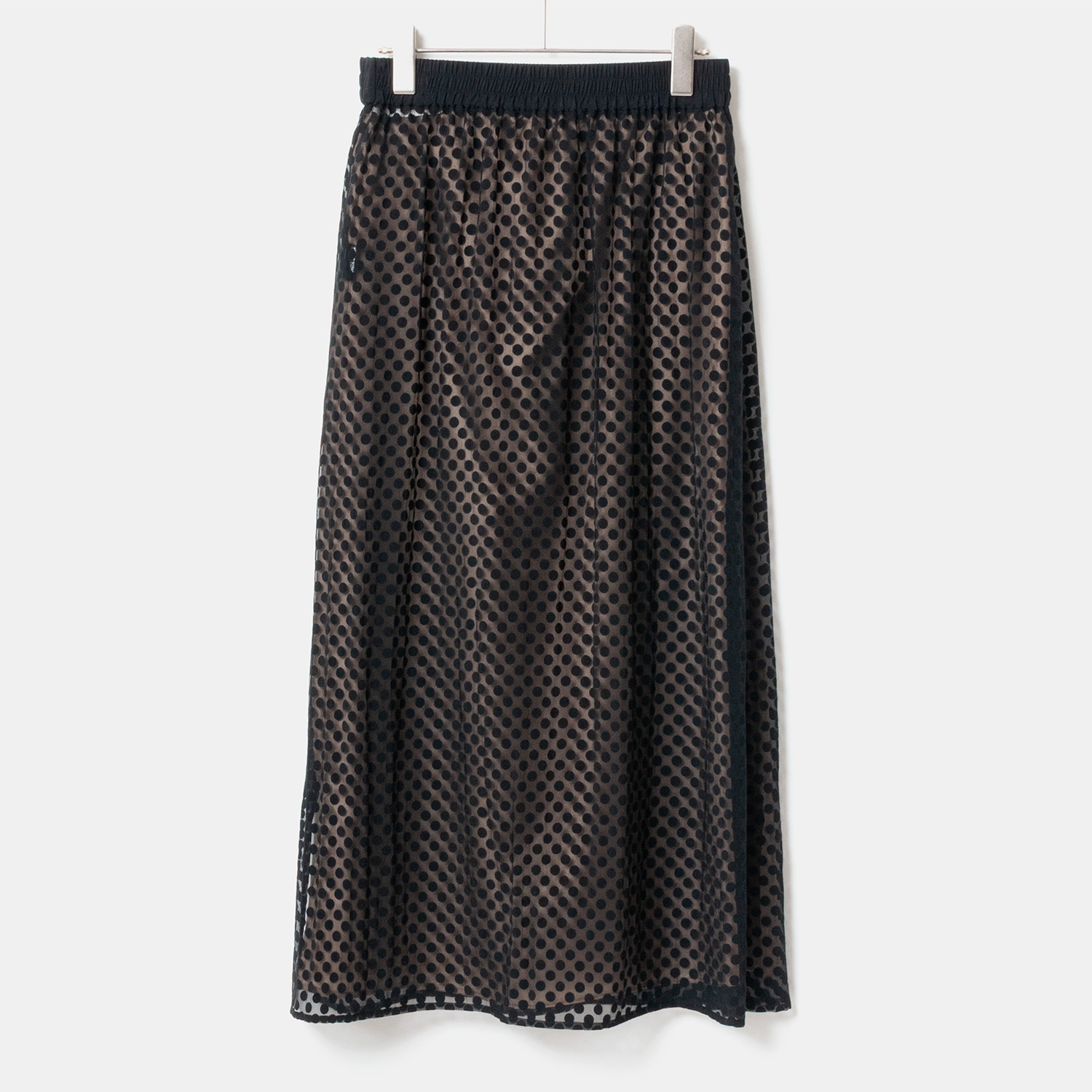 [Harriss �� Keiko Okamoto] Long skirt with opal print_Black(80)