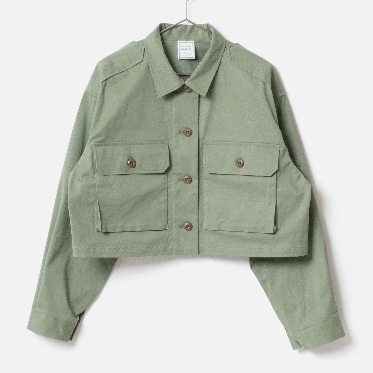 [le ciel de HARRISS] Cropped military shirt_khaki(32)