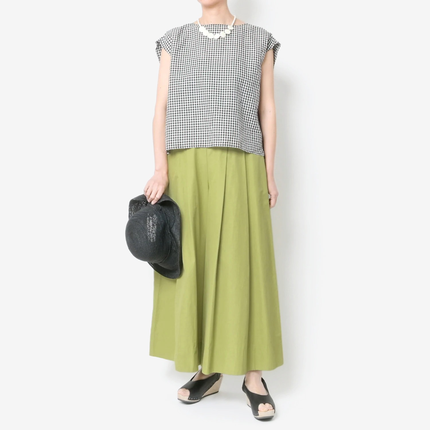 [Harriss] Hemp and cotton blend blouse_Black(80)