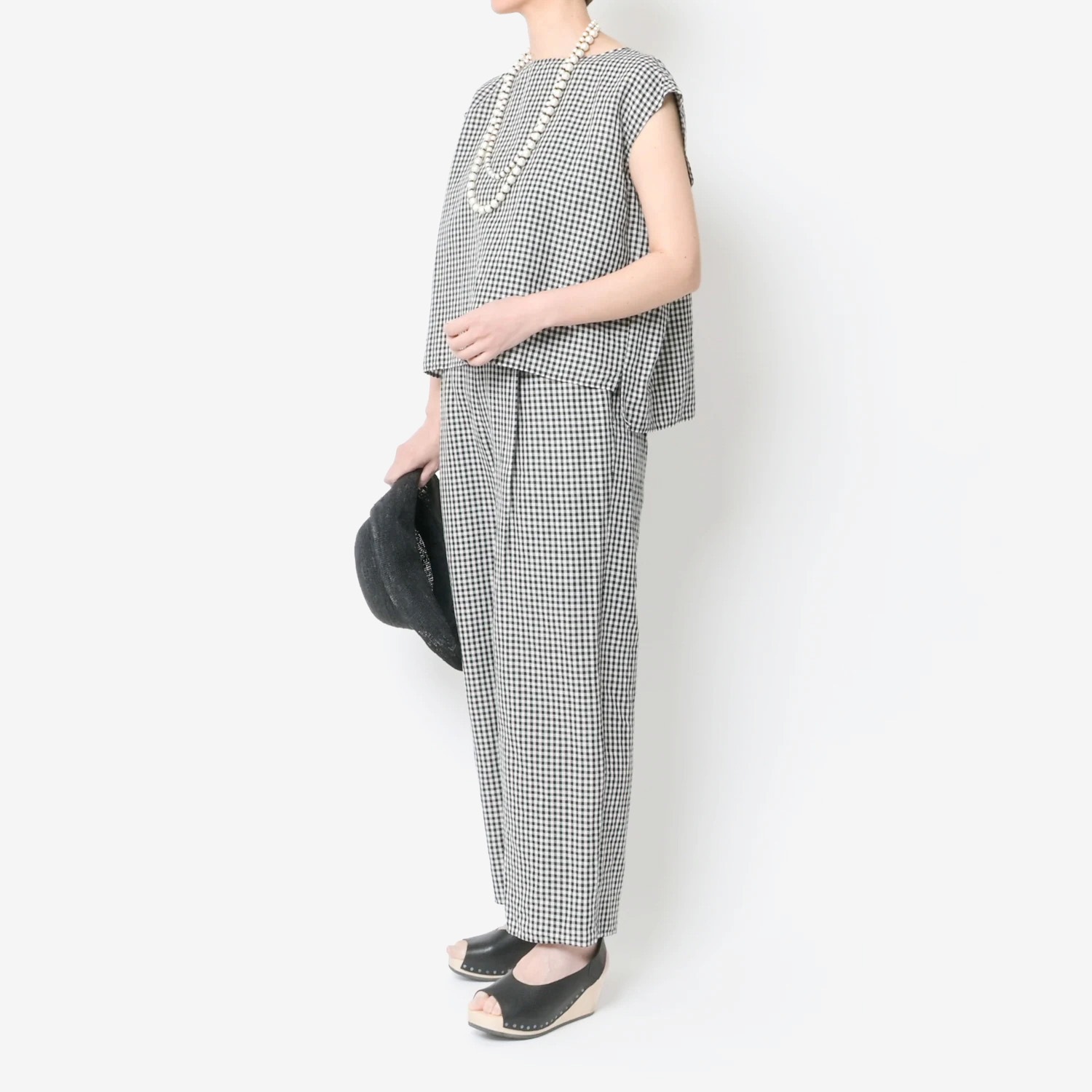 [Harriss] Hemp and cotton blend blouse_Black(80)