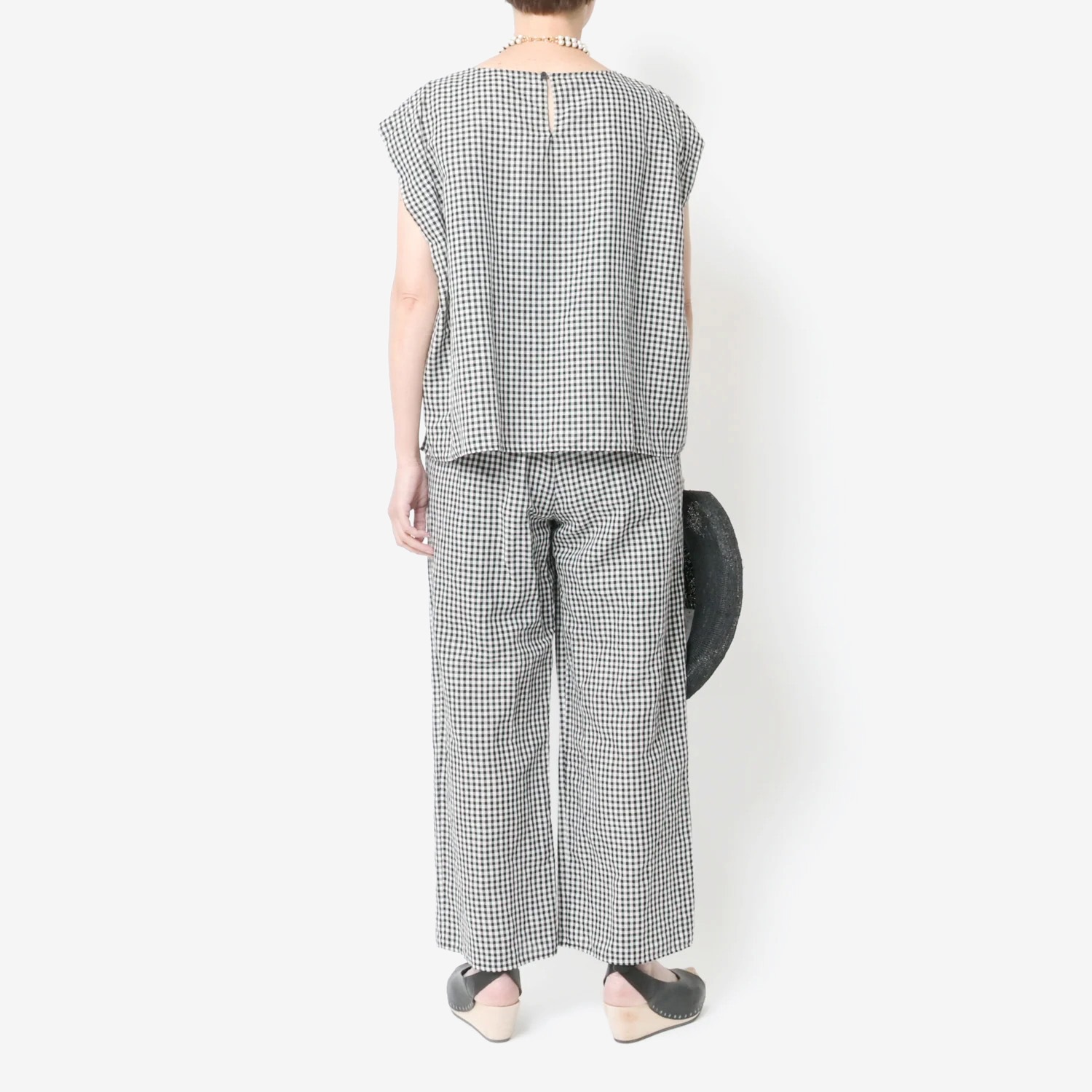[Harriss] Hemp and cotton blend straight pants_Black(80)
