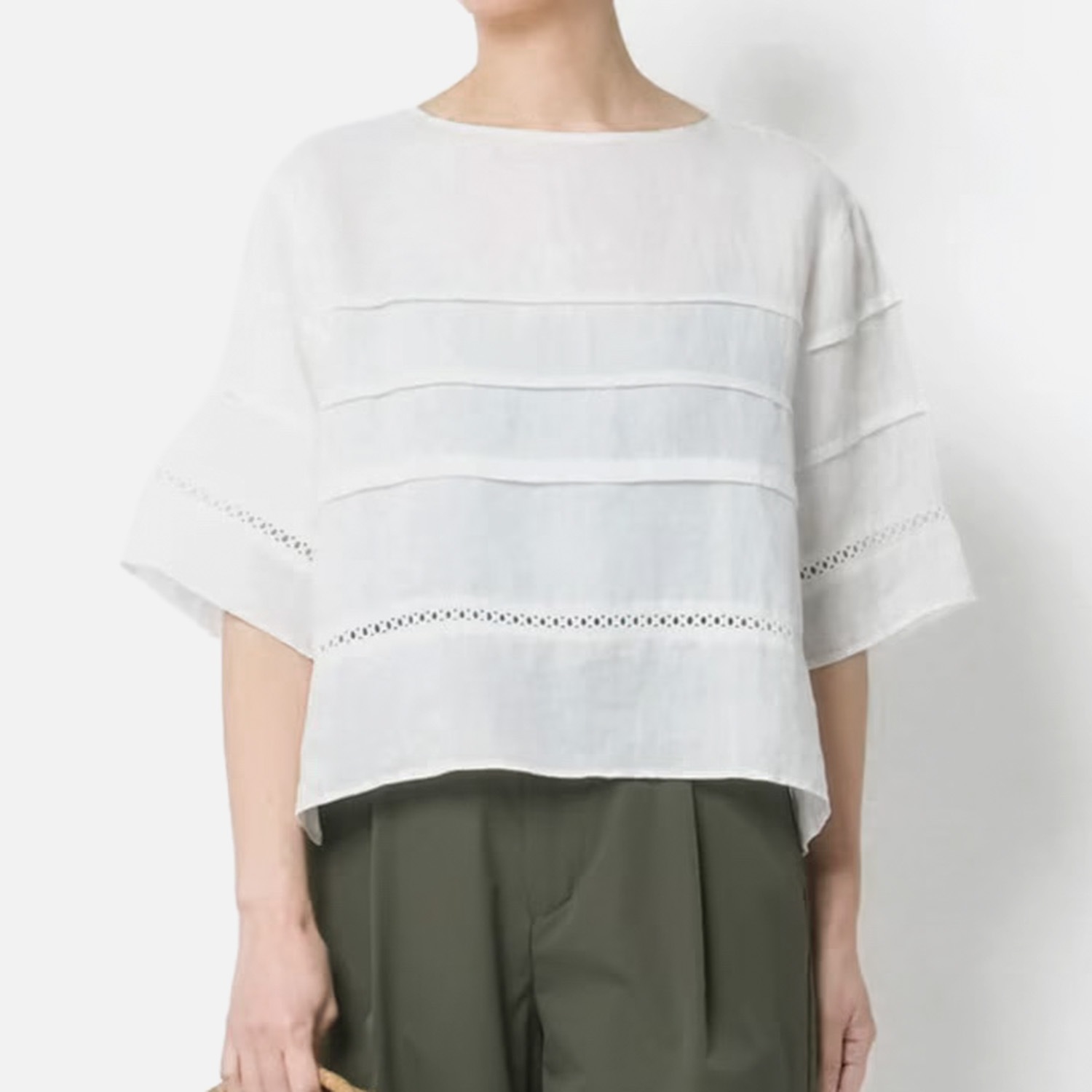 [Harriss] Linen cropped blouse