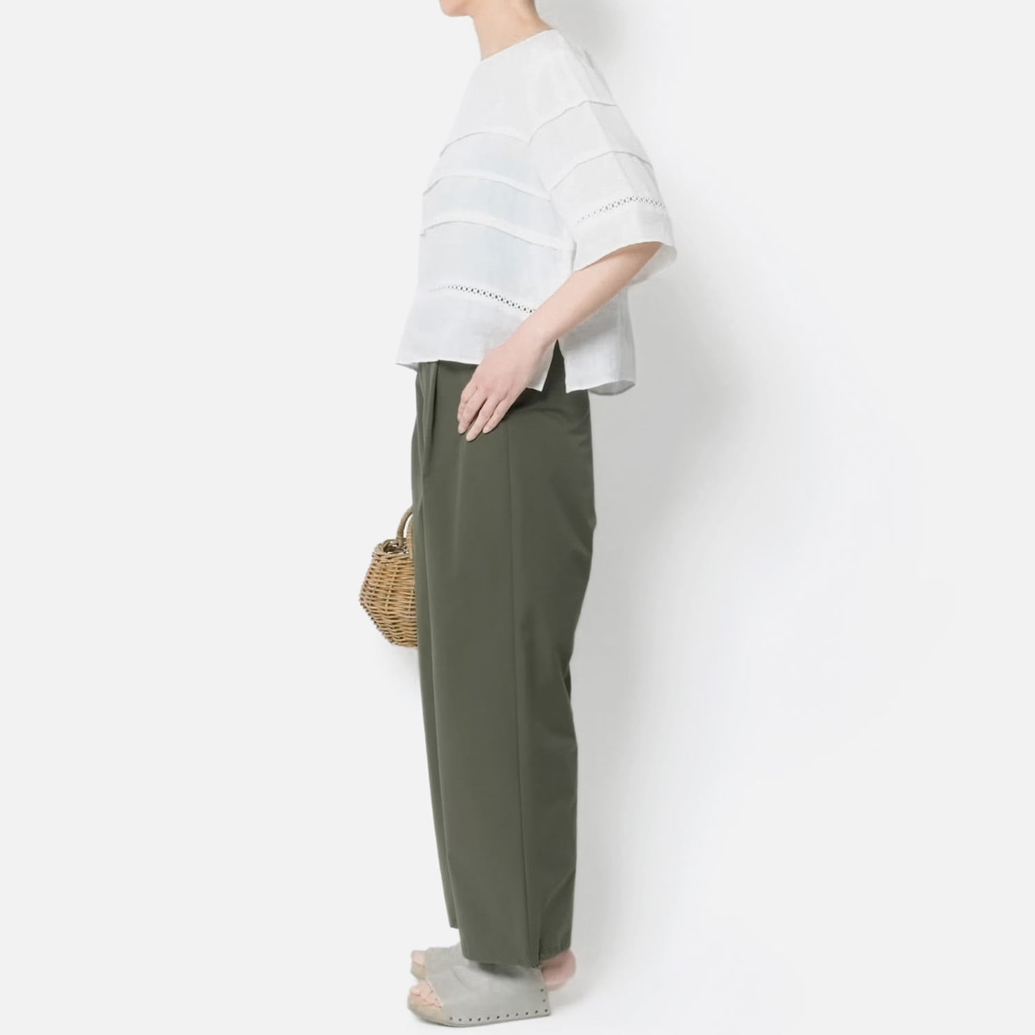 [Harriss] Linen cropped blouse