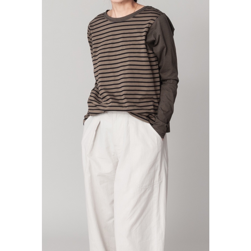 [RaPPELER] Asymmetrical Striped Cut and Sewn_Dark Brown(70)
