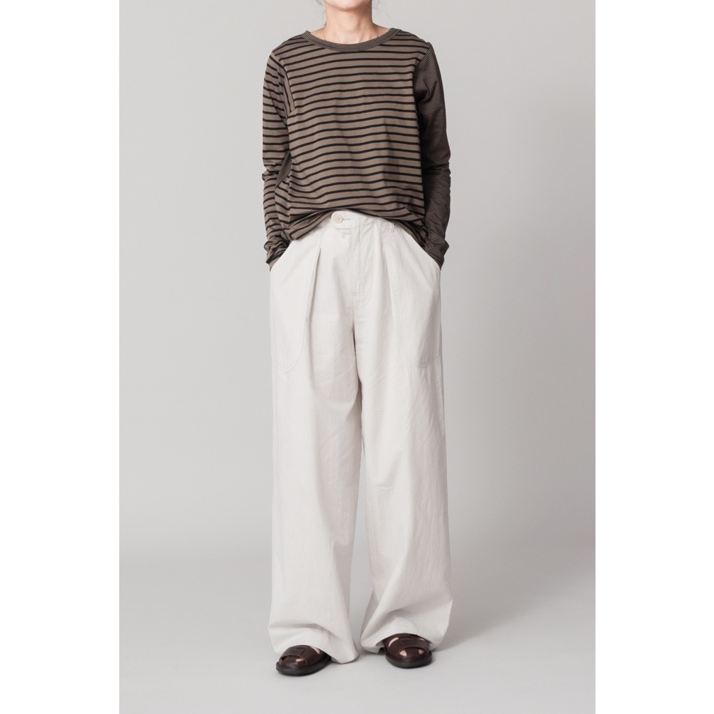 [RaPPELER] Asymmetrical Striped Cut and Sewn_Dark Brown(70)