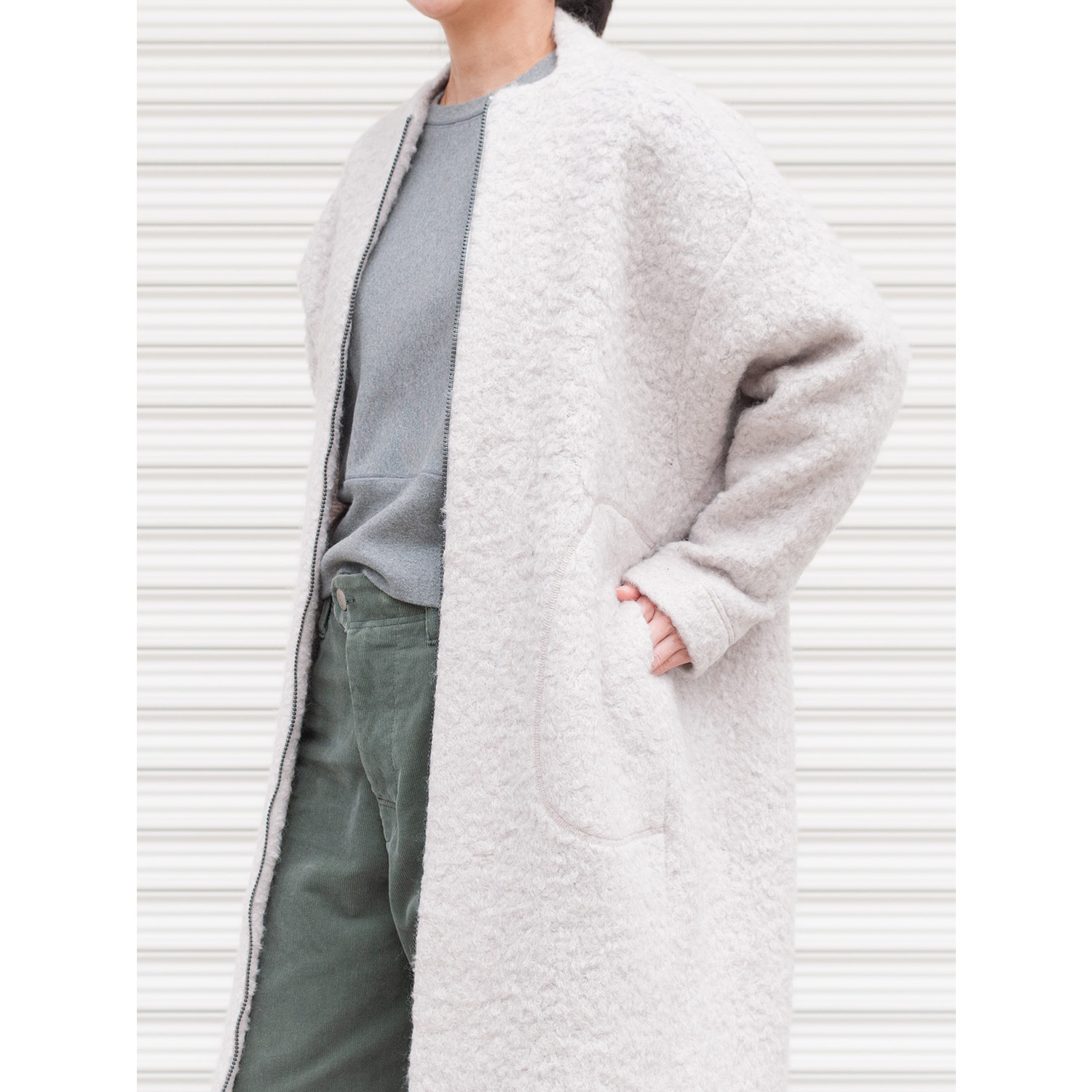 [RaPPELER] Loop Inlay Compression Knit Coat_Off white(02)