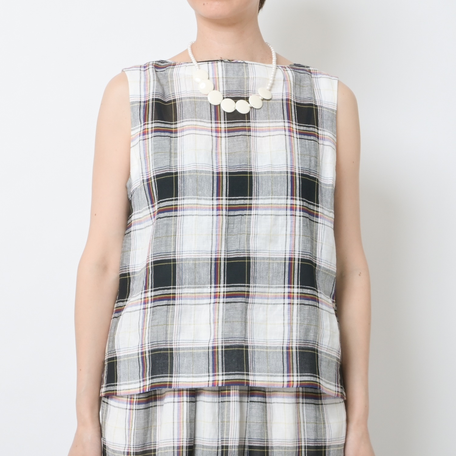 [Harriss] Tartan Check Sleeveless Blouse