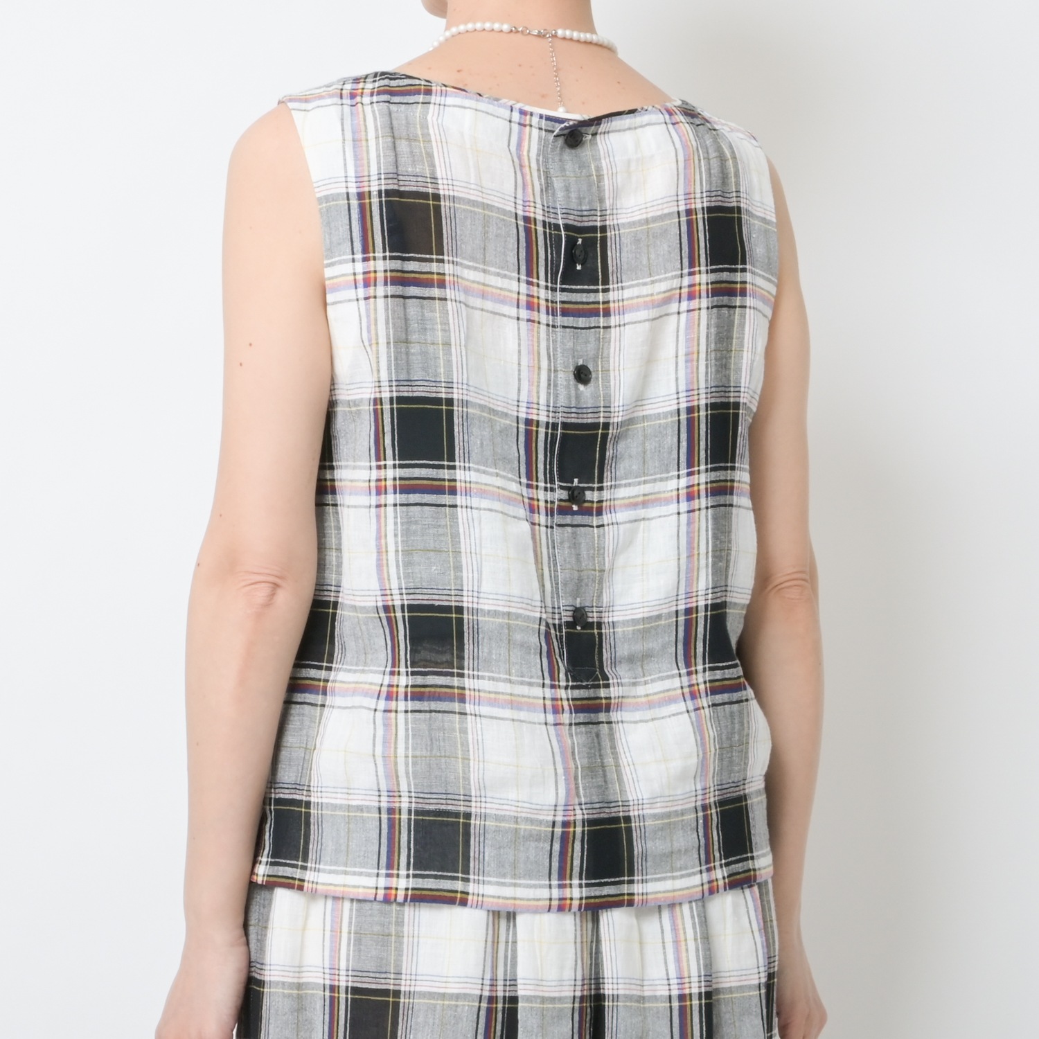 [Harriss] Tartan Check Sleeveless Blouse