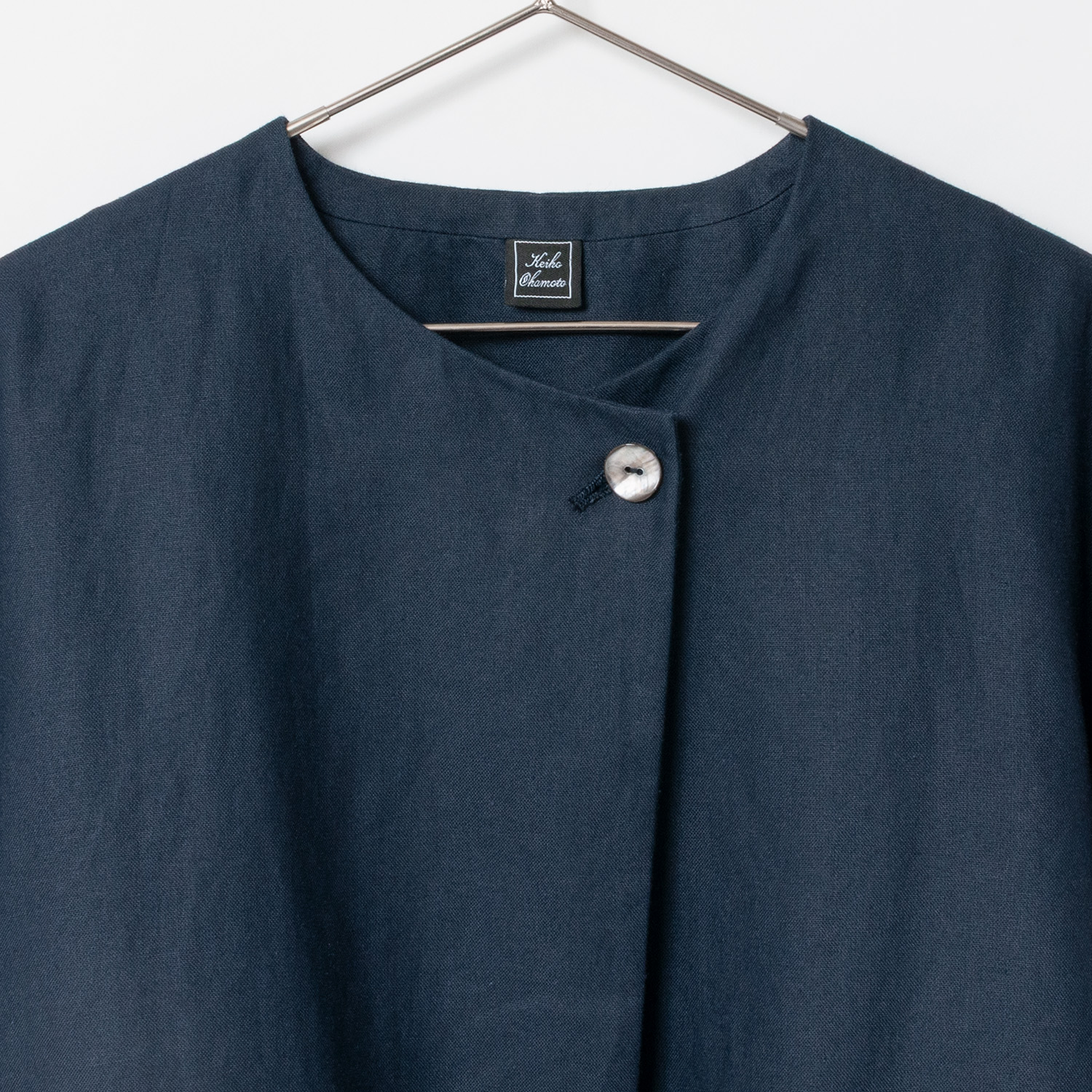 [Harriss �� Keiko Okamoto] No Collar Cardigan Blouson_Navy blue(50)