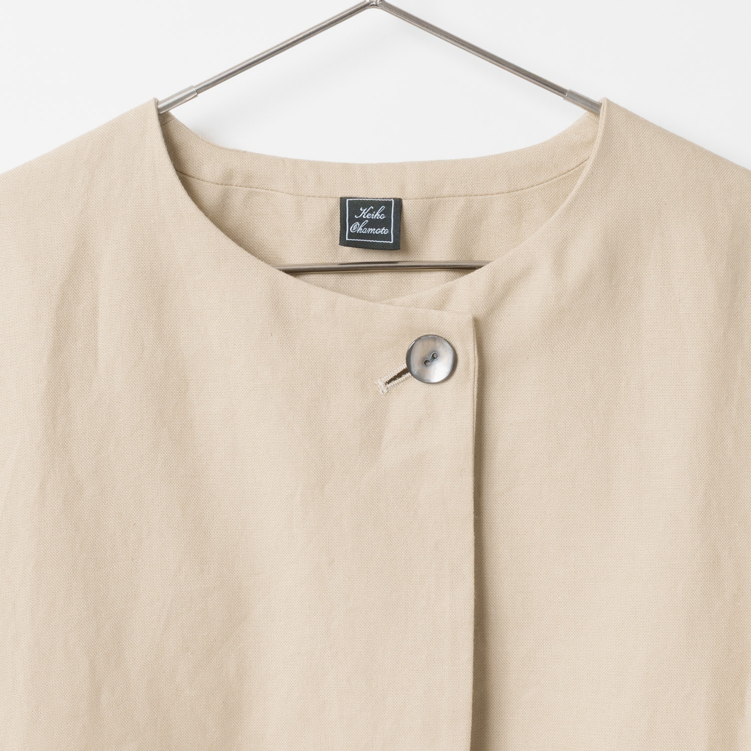 [Harriss �� Keiko Okamoto] No Collar Cardigan Blouson_Camel(60)