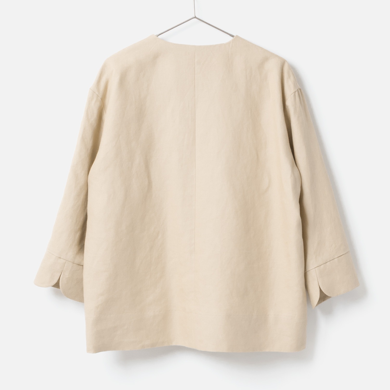 [Harriss �� Keiko Okamoto] No Collar Cardigan Blouson_Camel(60)