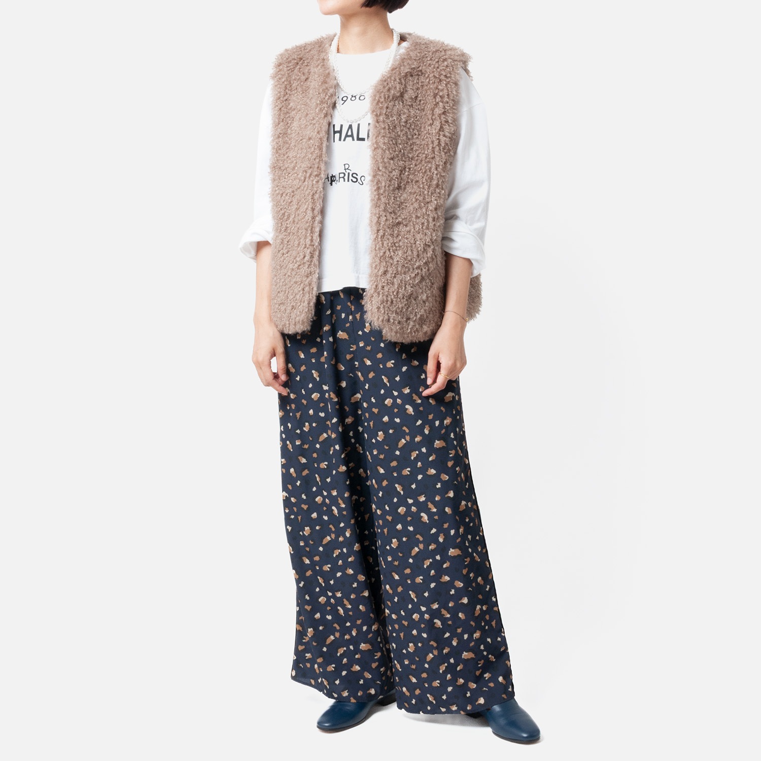 [Harriss] Leopard Pattern Semi-Wide Pants