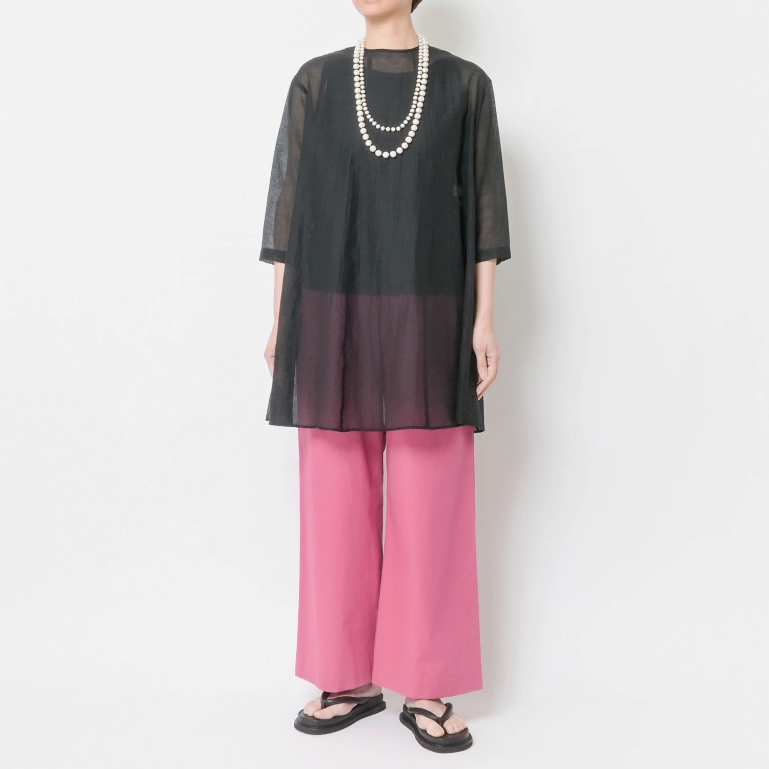 [Harriss] Compact cotton twill semi-wide pants
