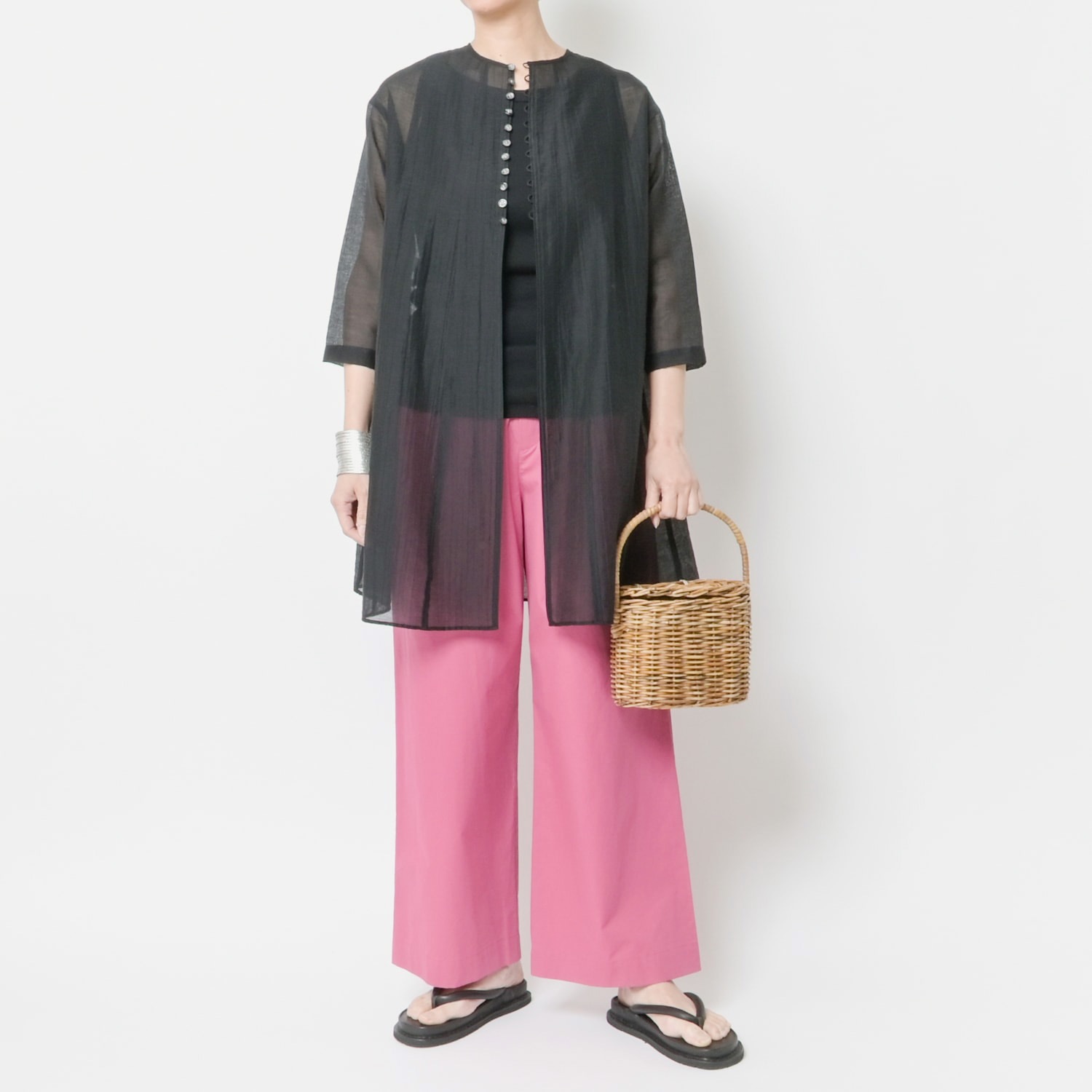 [Harriss] Compact cotton twill semi-wide pants