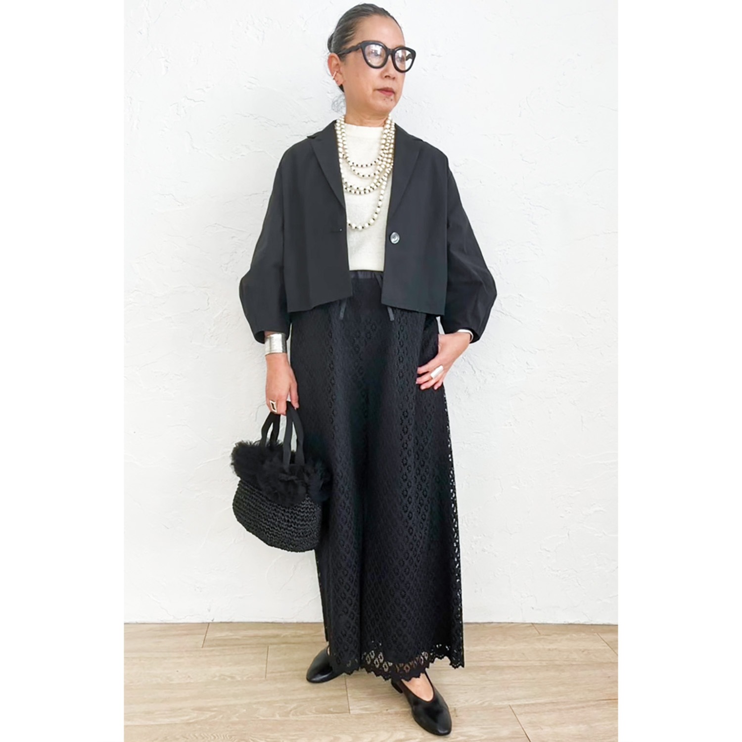 [Harriss �� Keiko Okamoto] Organic Cotton Wide Flared Pants_Black(80)