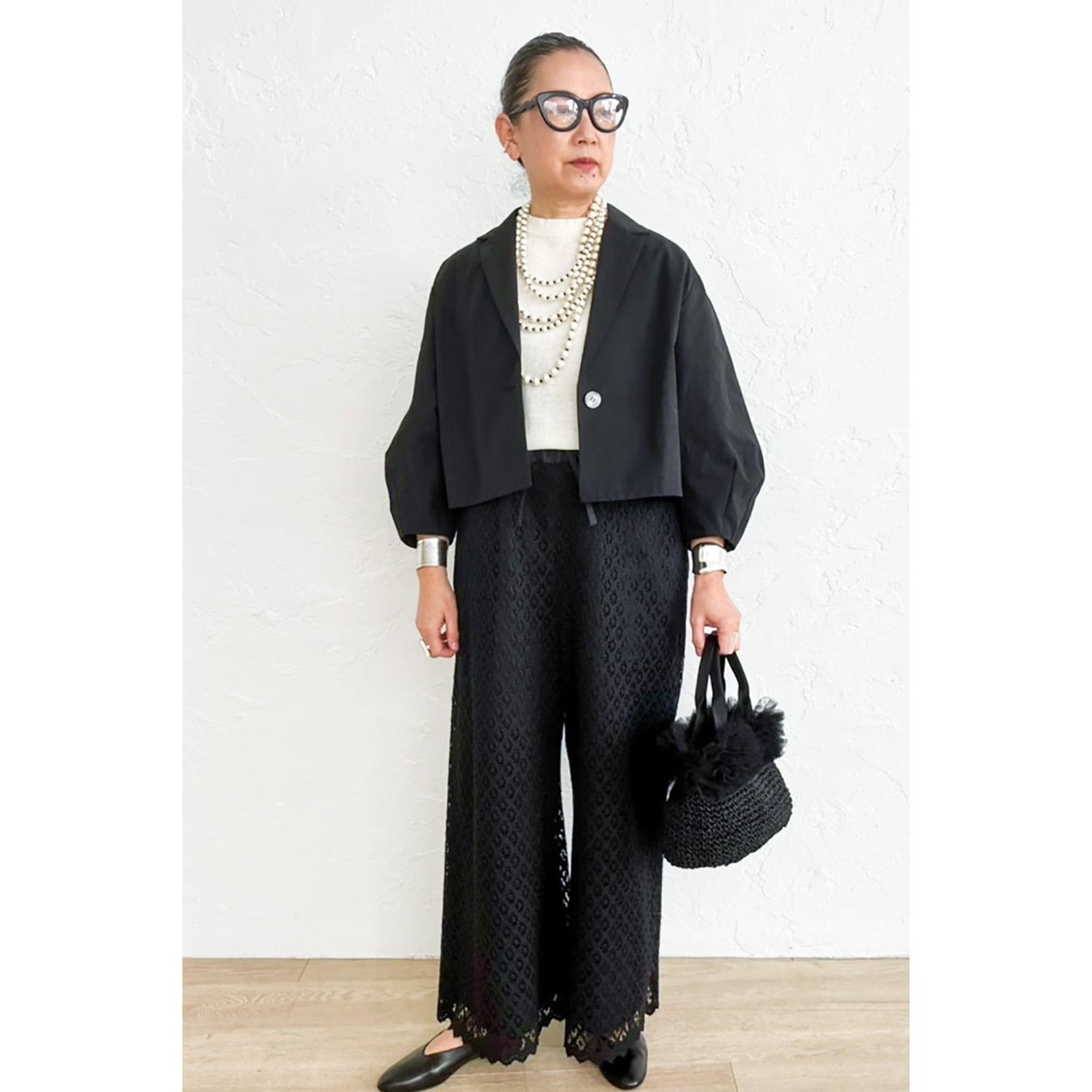 [Harriss �� Keiko Okamoto] Organic Cotton Wide Flared Pants_Black(80)