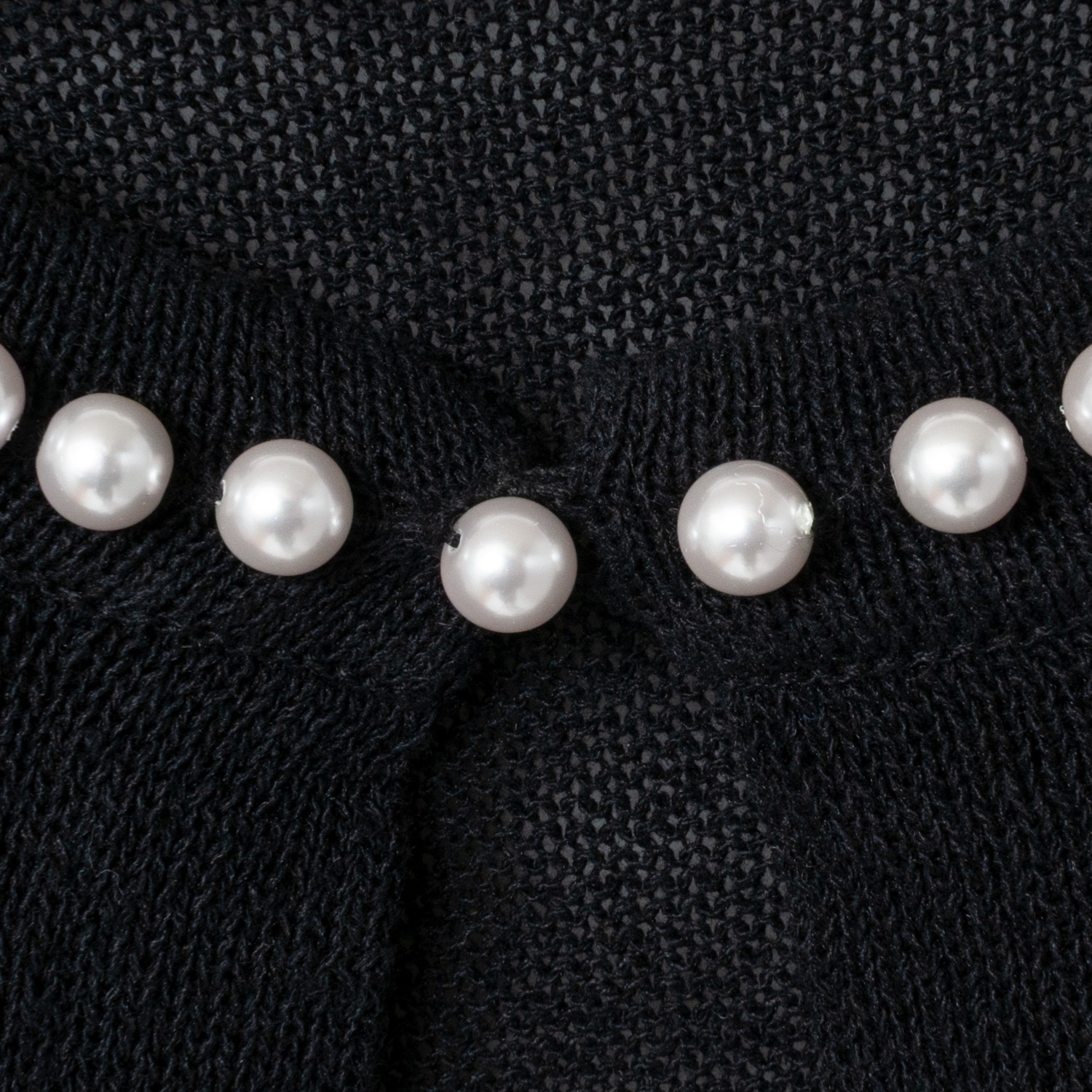 [Harriss �� Keiko Okamoto] Crew Neck Cardigan with Pearls_Black(80)