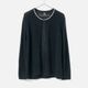 [Harriss �� Keiko Okamoto] Crew Neck Cardigan with Pearls_Black(80)