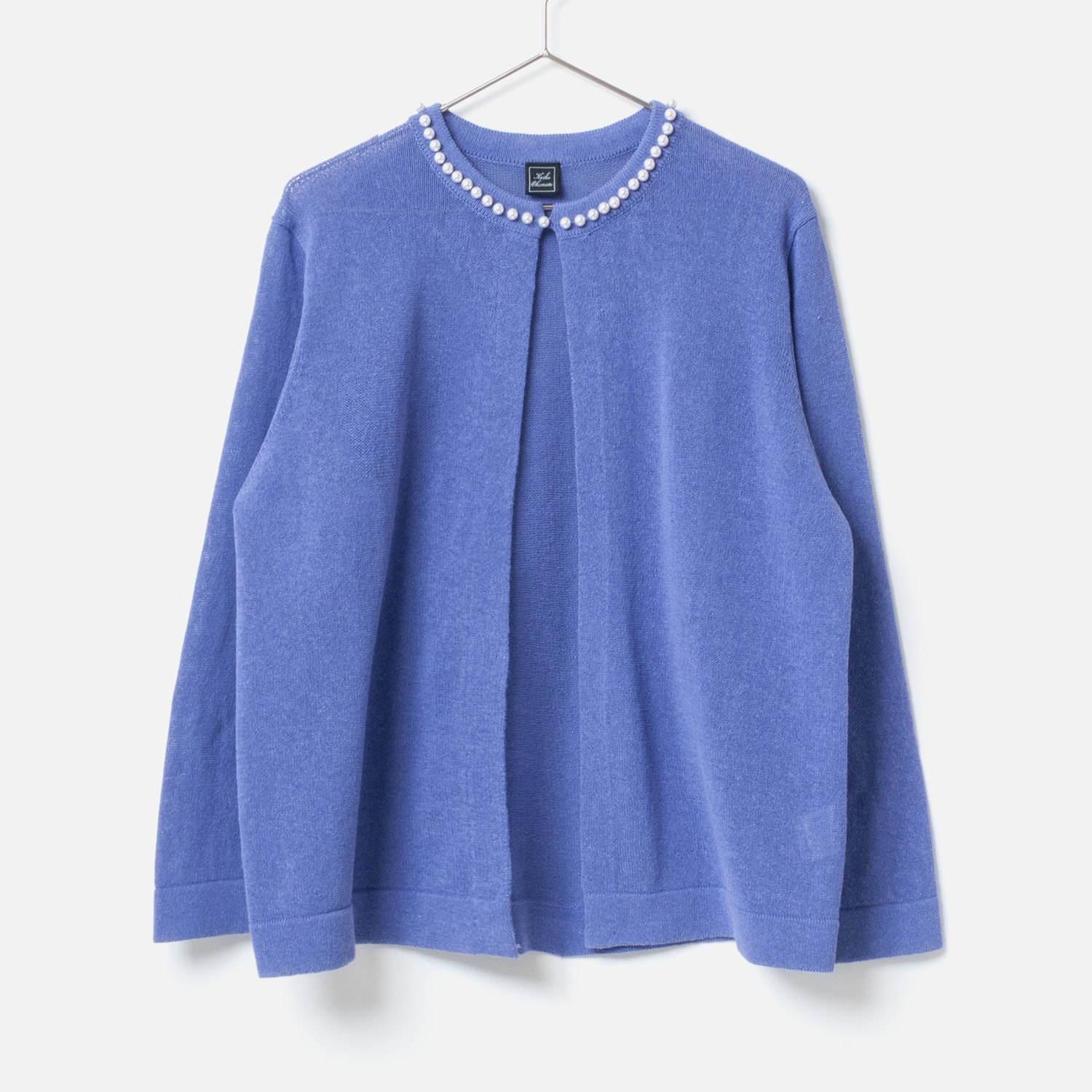 [Harriss �� Keiko Okamoto] Crew neck cardigan with pearls_Purple(41)