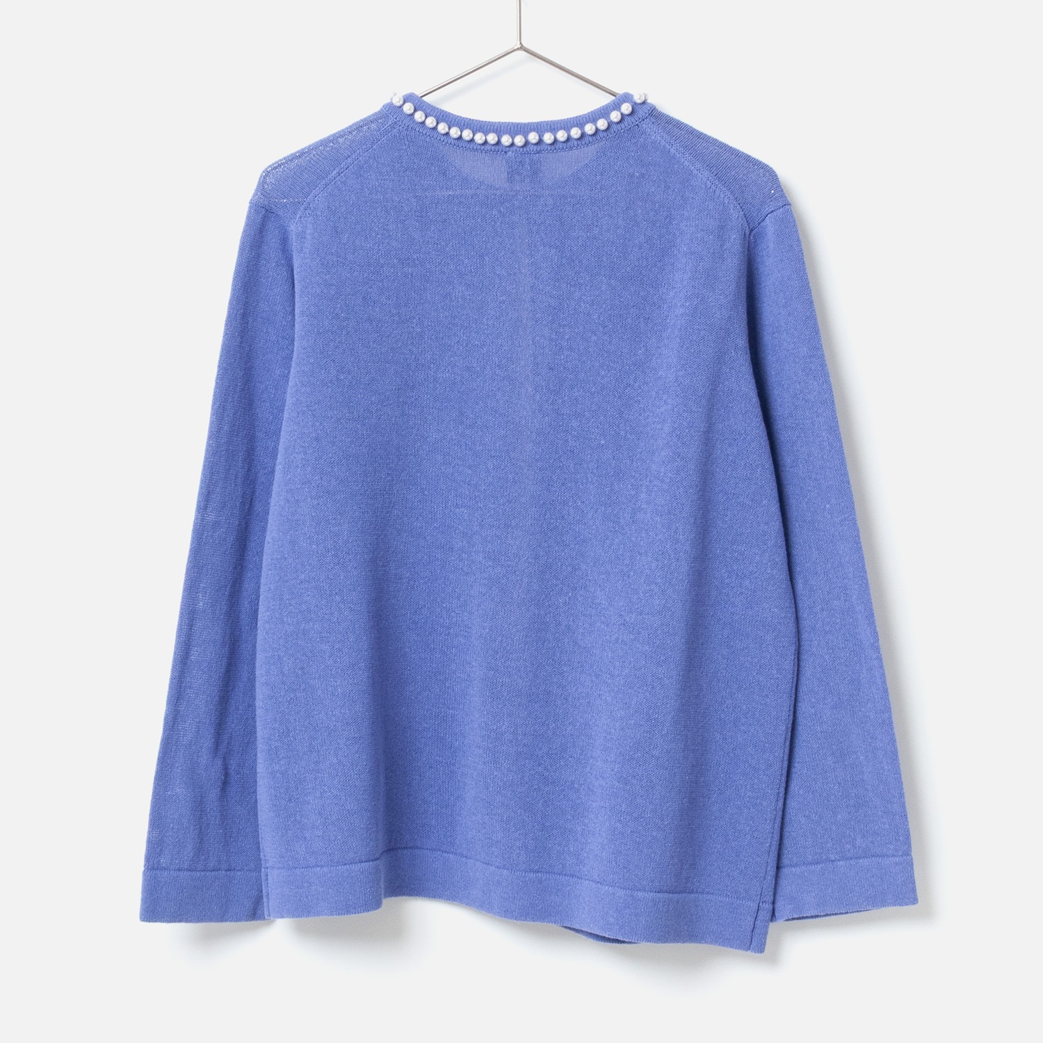 [Harriss �� Keiko Okamoto] Crew neck cardigan with pearls_Purple(41)