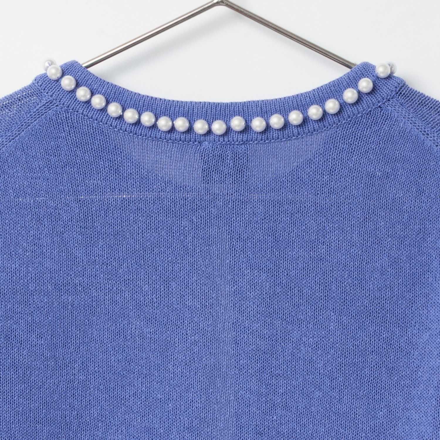 [Harriss �� Keiko Okamoto] Crew neck cardigan with pearls_Purple(41)