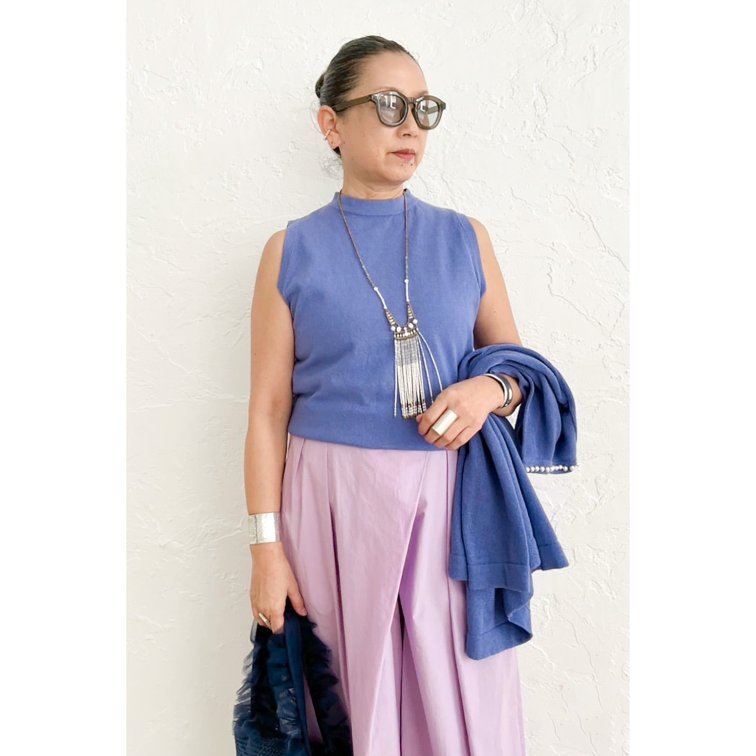 [Harriss �� Keiko Okamoto] American Sleeve Style Knit_Purple(41)