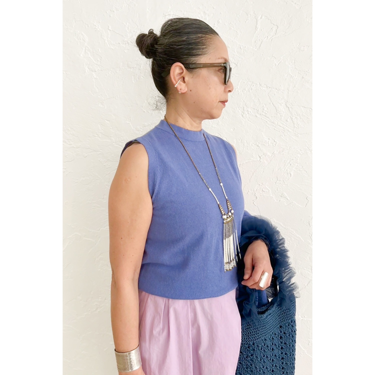 [Harriss �� Keiko Okamoto] American Sleeve Style Knit_Purple(41)