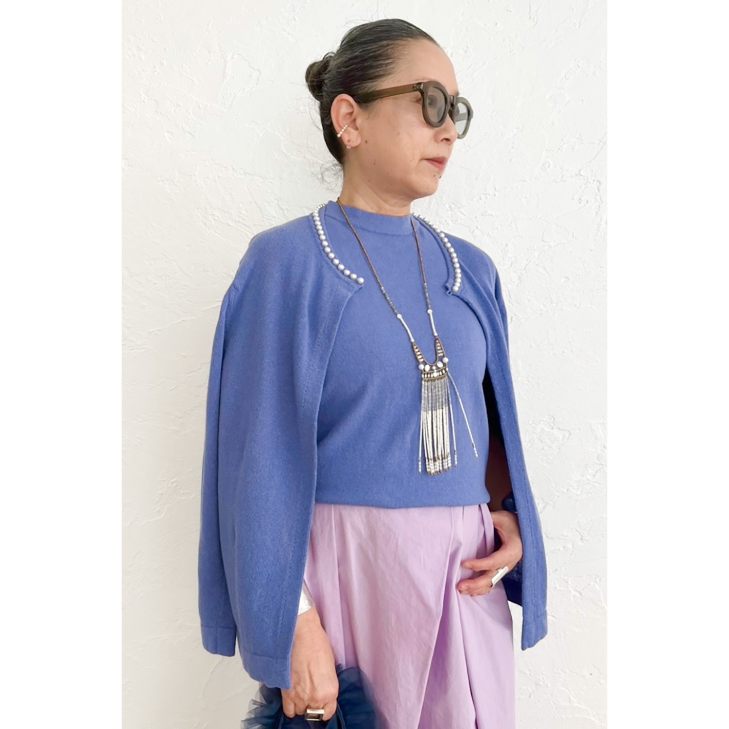 [Harriss �� Keiko Okamoto] American Sleeve Style Knit_Purple(41)