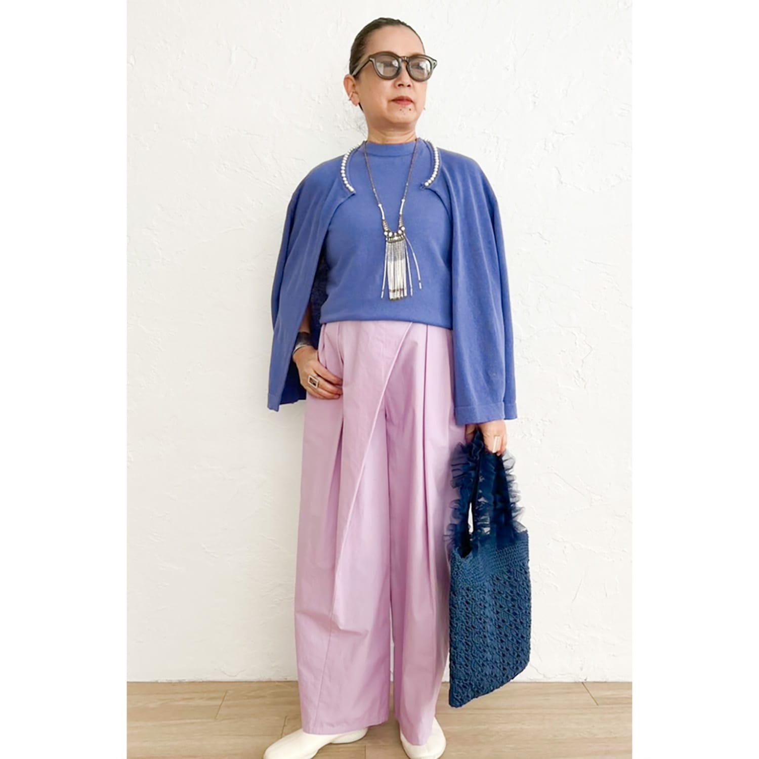 [Harriss �� Keiko Okamoto] American Sleeve Style Knit_Purple(41)