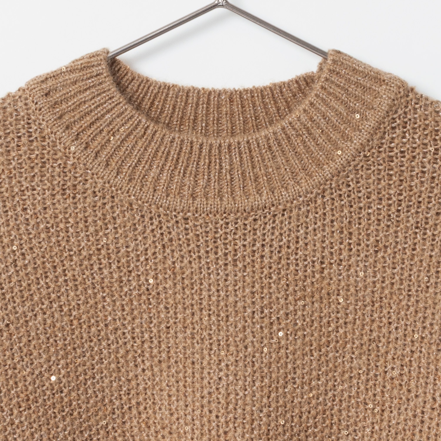 [Harriss] High Neck Sequin Knit Pullover