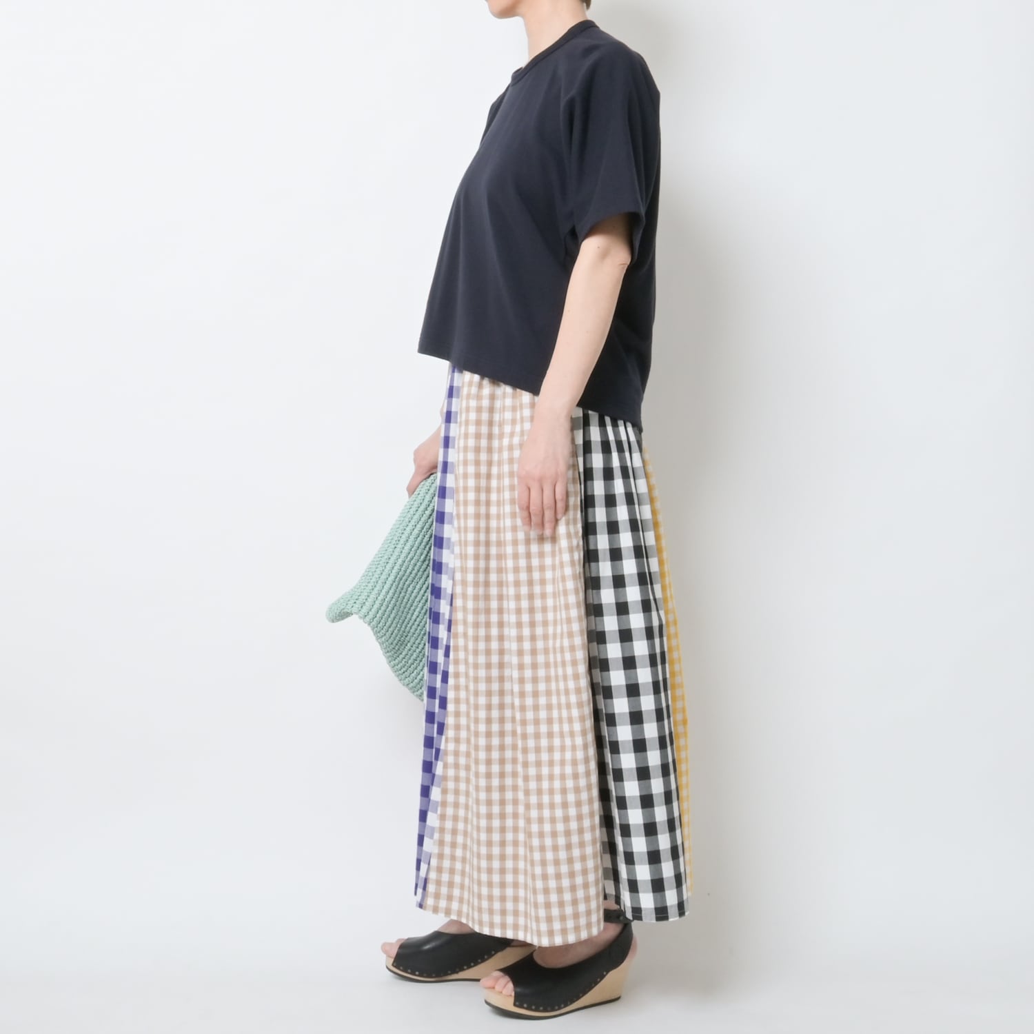 [le ciel de HARRISS] Crazy Check Flared Skirt_Gingham Check(99)