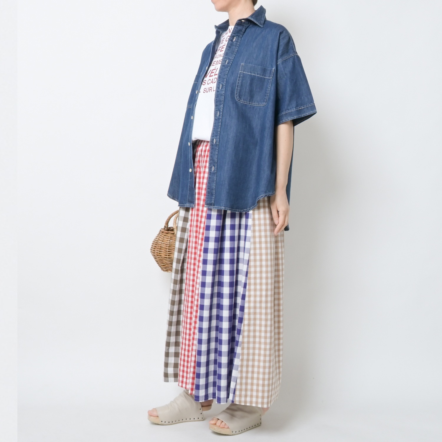 [le ciel de HARRISS] Crazy Check Flared Skirt_Gingham Check(99)