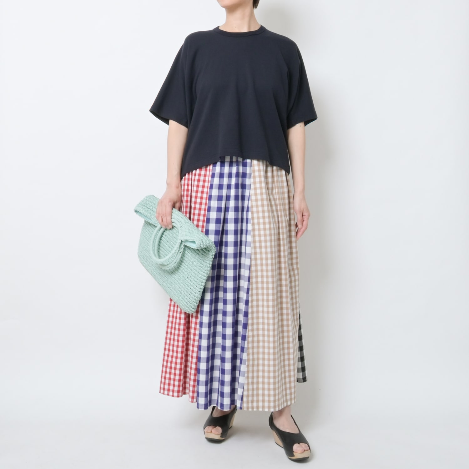 [le ciel de HARRISS] Crazy Check Flared Skirt_Gingham Check(99)