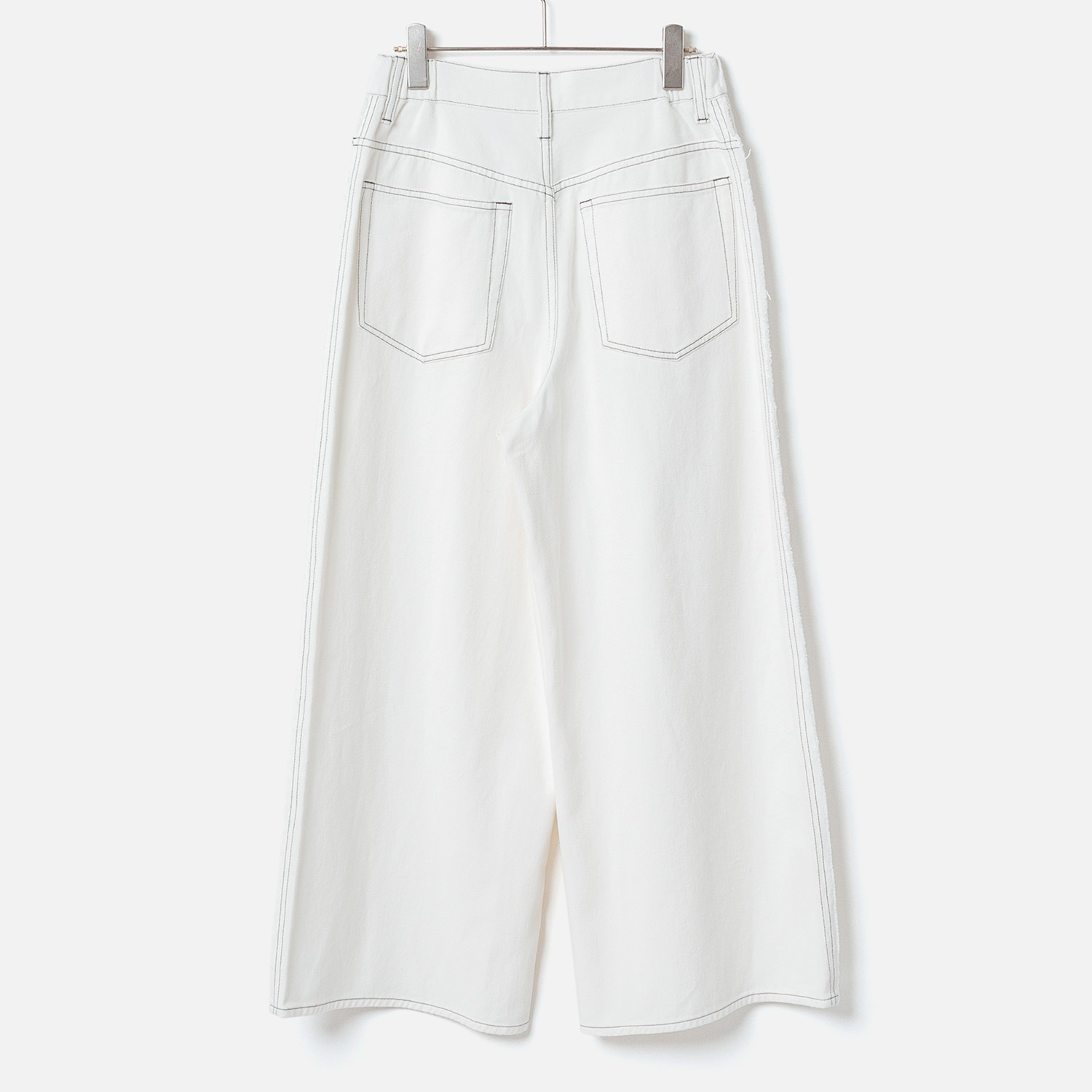 [le ciel de HARRISS] Fringe 5-Pocket Wide Pants_White(01)