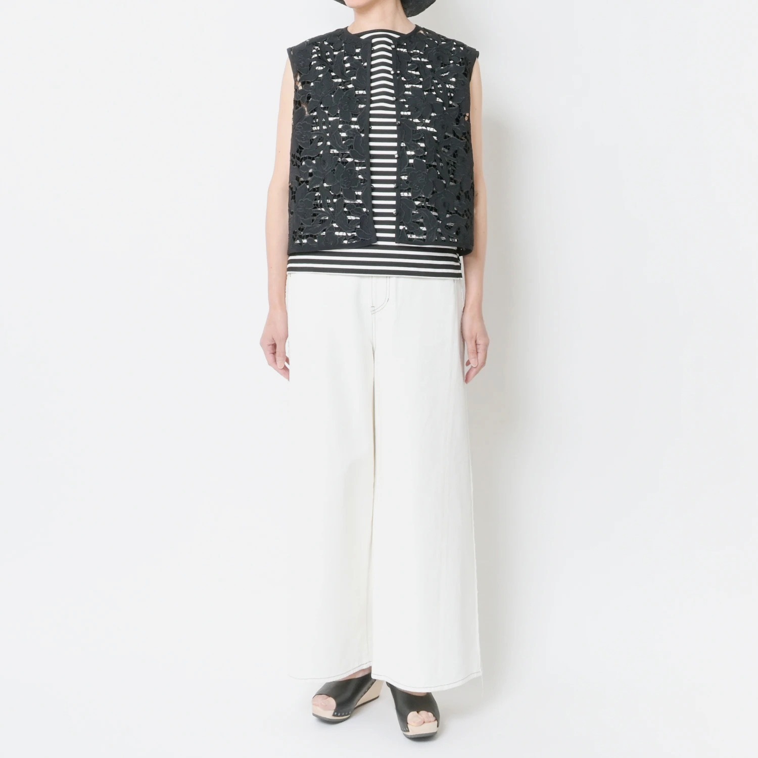 [le ciel de HARRISS] Fringe 5-Pocket Wide Pants_White(01)