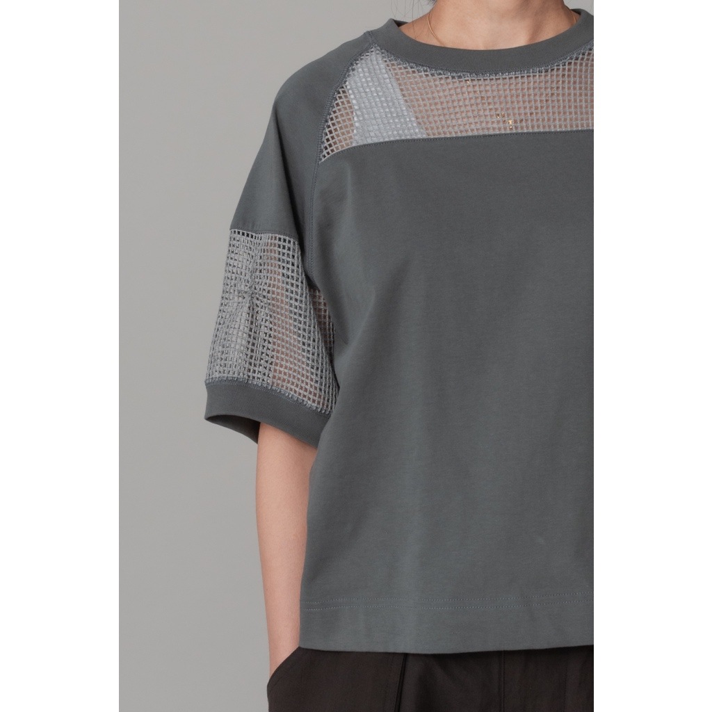 [RaPPELER] Mesh Switching Cut and Sew_Charcoal gray(81)