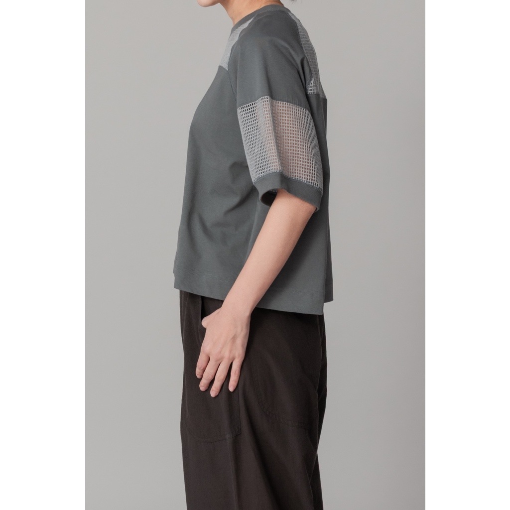 [RaPPELER] Mesh Switching Cut and Sew_Charcoal gray(81)