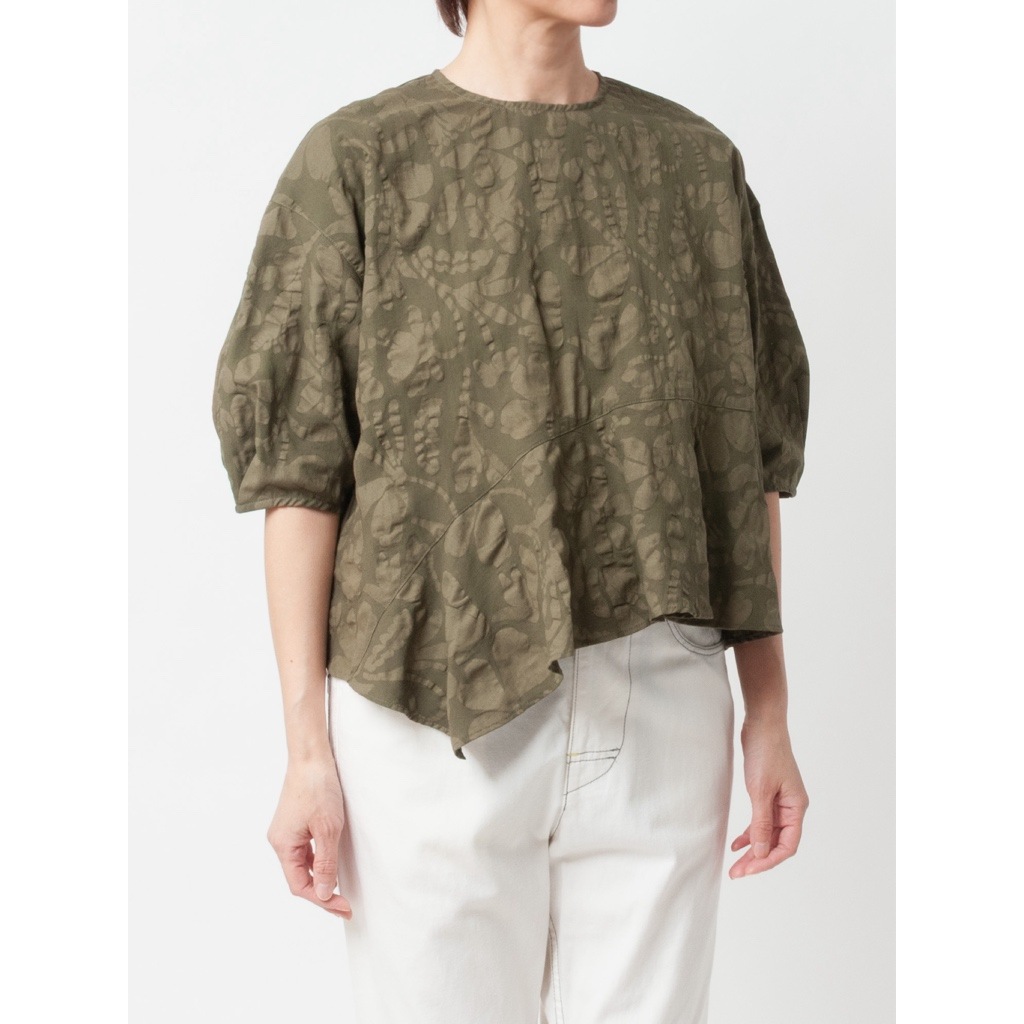 [RaPPELER] Ripple Cross Asymmetrical Blouse_khaki(32)
