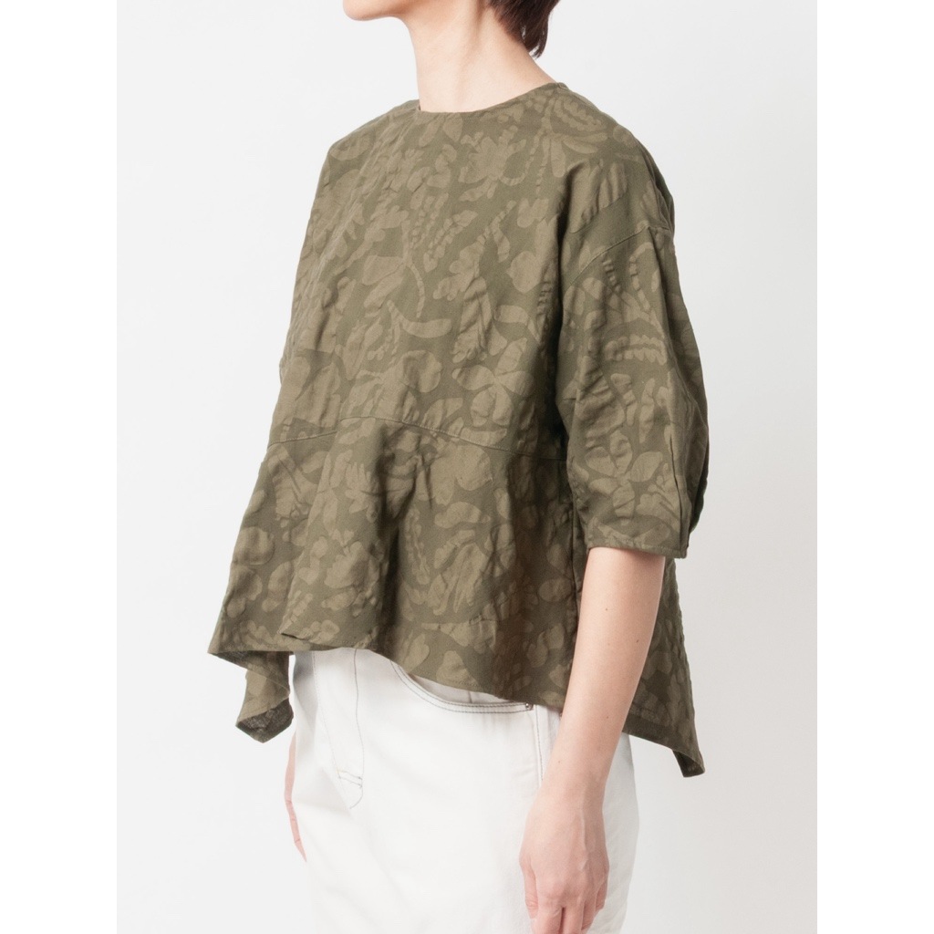 [RaPPELER] Ripple Cross Asymmetrical Blouse_khaki(32)