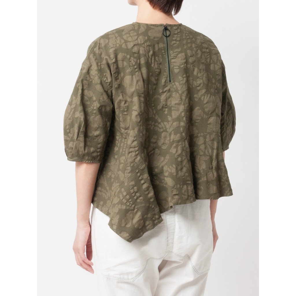 [RaPPELER] Ripple Cross Asymmetrical Blouse_khaki(32)