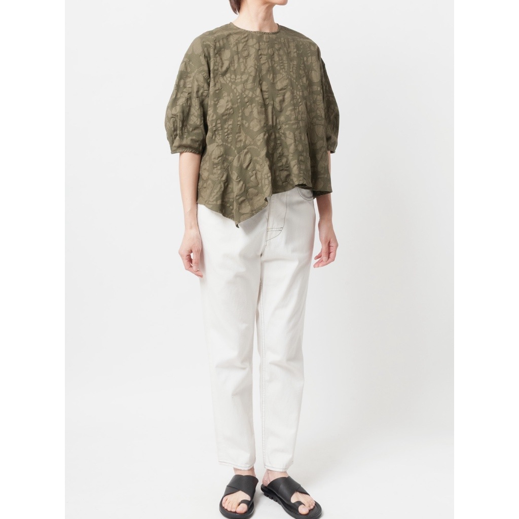 [RaPPELER] Ripple Cross Asymmetrical Blouse_khaki(32)