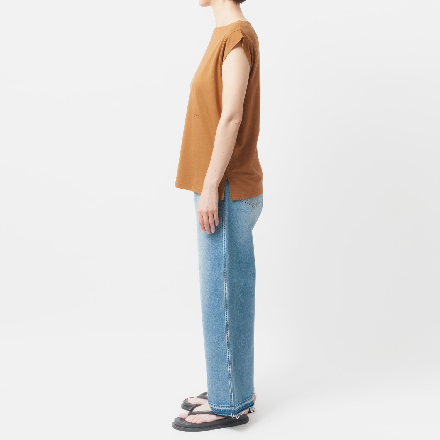 [le ciel de HARRISS] Cap Sleeve Boat Neck T-Shirt