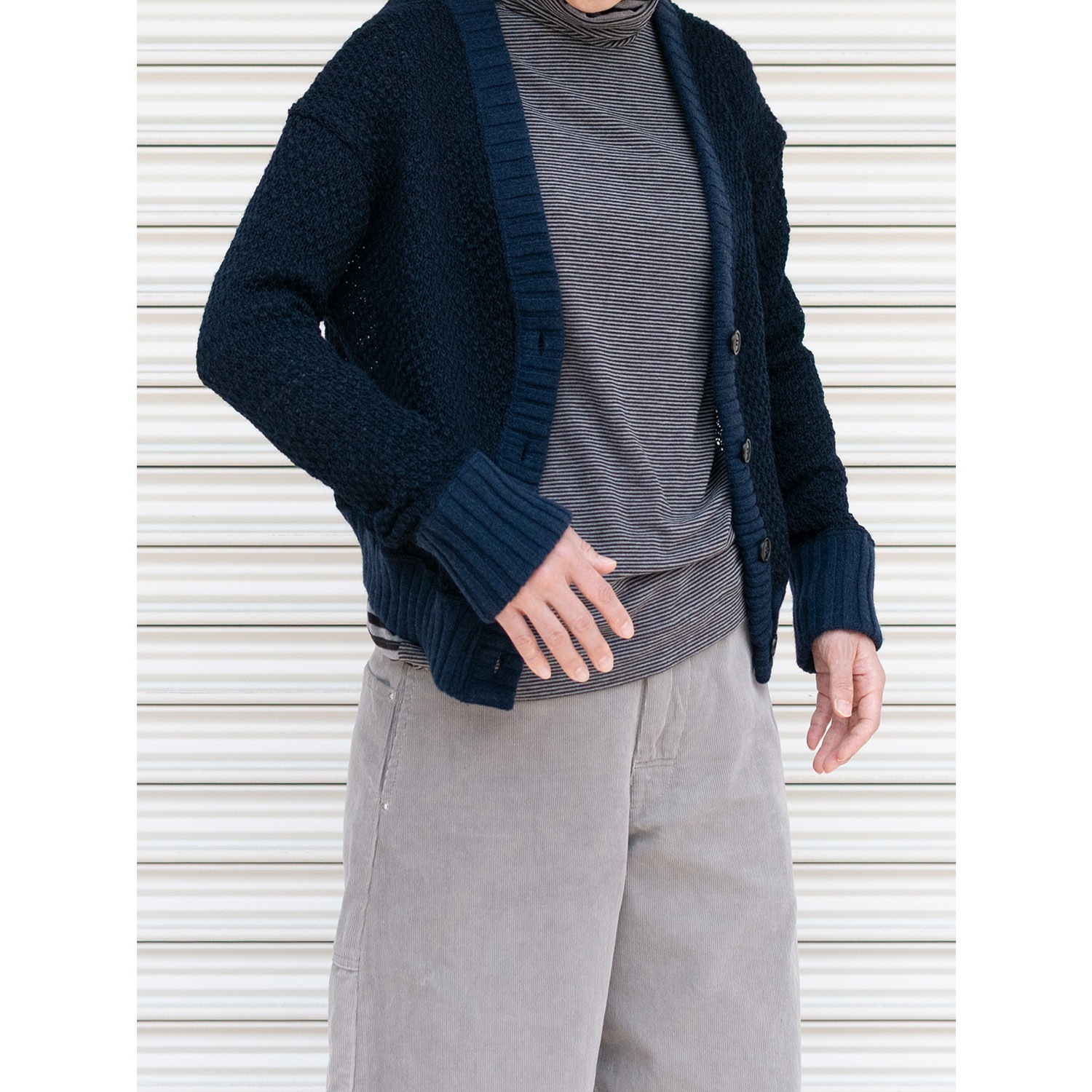 [RaPPELER] Deer slub knit cardigan_Navy blue(50)
