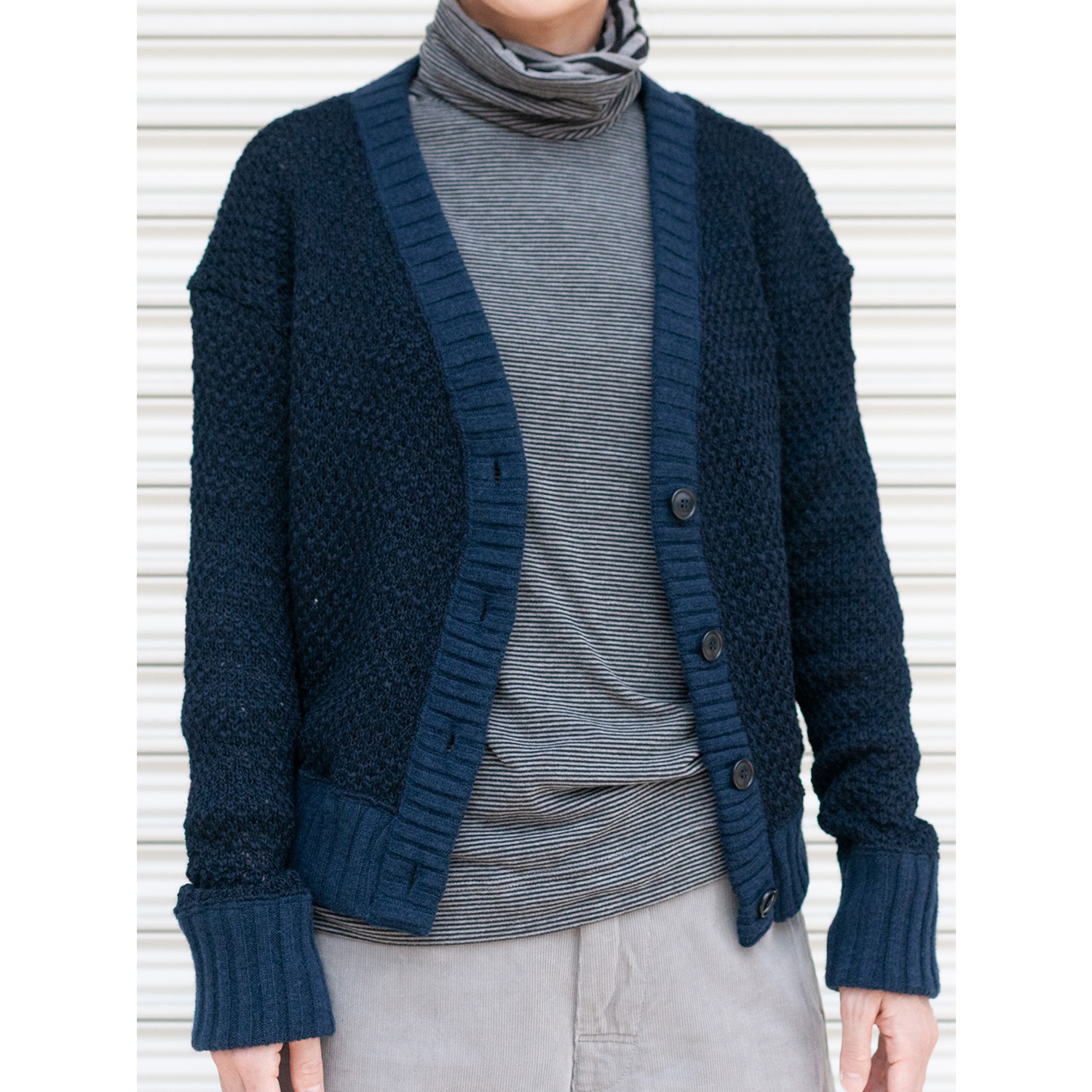 [RaPPELER] Deer slub knit cardigan_Navy blue(50)